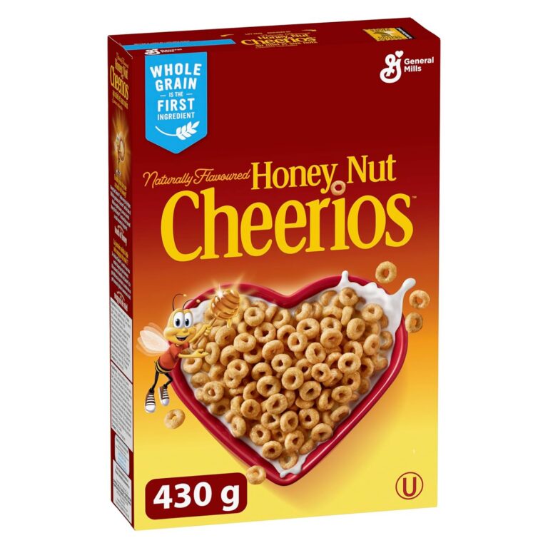 CHEERIOS Naturally Flavoured Honey Nut Cereal Box, Made with Real Honey, Whole Grain is the First Ingredient, 430 Grams Package of Cereal