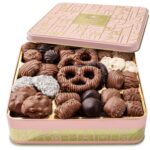 Chocolate Gift Basket – Gourmet Christmas Holiday Snack Gift Box Idea in Keepsake Tin – Her, Mom, Wife, Women, Corporate, Food Set- Bonnie and Pop