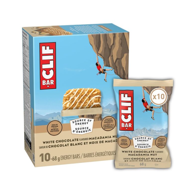 CLIF BAR Energy Bars, White Chocolate Macadamia Nut, Granola Bar, High in Protein, Contains 70% Organic Ingredients, 680 g (Pack of 10)