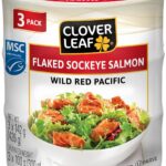 Clover Leaf Flaked Sockeye Salmon Wild Pacific - 142g, 3 Count - Canned Fish with Skin & Bones Removed, High in Protein - Source of Omega-3, Vitamin D