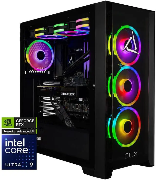 CLX SET Gaming Desktop - Intel Core Ultra 9 285K 3.7GHz 24-Core Processor, 64GB DDR5 Memory, GeForce RTX 5080 16GB GDDR7 Graphics, 2TB NVMe M.2 SSD,