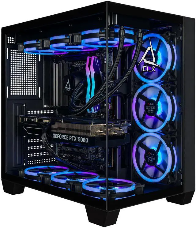 CLX Set Gaming Desktop - Liquid Cooled AMD Ryzen 7 9800X3D 4.7GHz 8-Core Processor, 32GB DDR5 Memory, GeForce RTX 5080 16GB GDDR7 Graphics, 2TB SSD,
