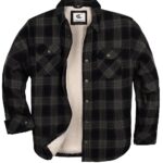 Coevals Club Men's Flannel Cotton Jacket Sherpa Lined Quilted Long Sleeve Plaid Snap Button Up Hooded Jacket Shirt