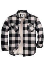 Coevals Club Men's Flannel Cotton Jacket Sherpa Lined Quilted Long Sleeve Plaid Snap Button Up Hooded Jacket Shirt