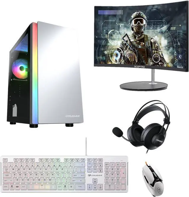 Cougar Battleship Gaming Desktop | Ryzen 5 5600 | 16GB | RTX 3060 12GB | 1TB NVME | Cougar Monitor Bundle WiFi Built-In