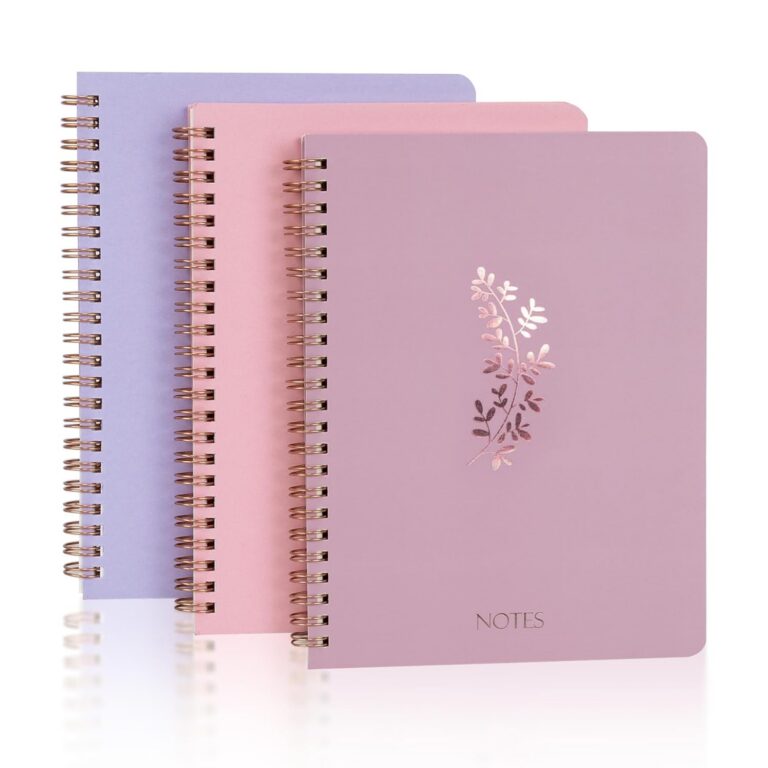 Cute Spiral Notebook A5, Aesthetic Floral Design Spiral Journal for Women Girls with Pocket & Lined Pages, 8MM 160 Pages/80 Sheets Wirebound Note Book for Work Office School, 3...