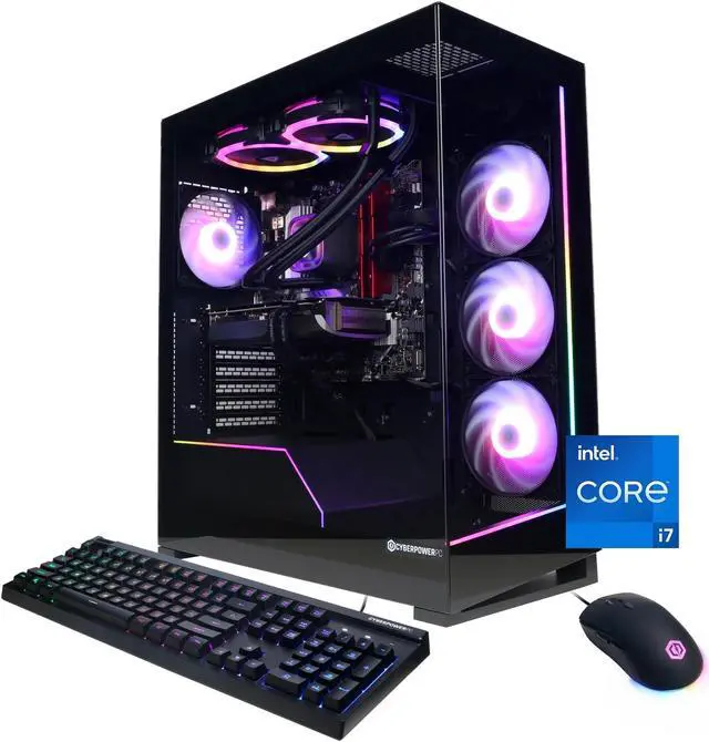 CyberPowerPC Gamer Xtreme Gaming Desktop Liquid Cooled Intel Core i7-14700KF NVIDIA GeForce RTX 4070 12GB 32GB DDR5 1TB SSD Black (2024)