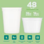 Deli Food Containers with Lids - (48 Sets) 24-32 Oz Quart Size & 24-16 Oz Pint Size Airtight Food Storage Takeout Meal Prep Containers with 54 Lids, BPA-Free, Dishwasher,...