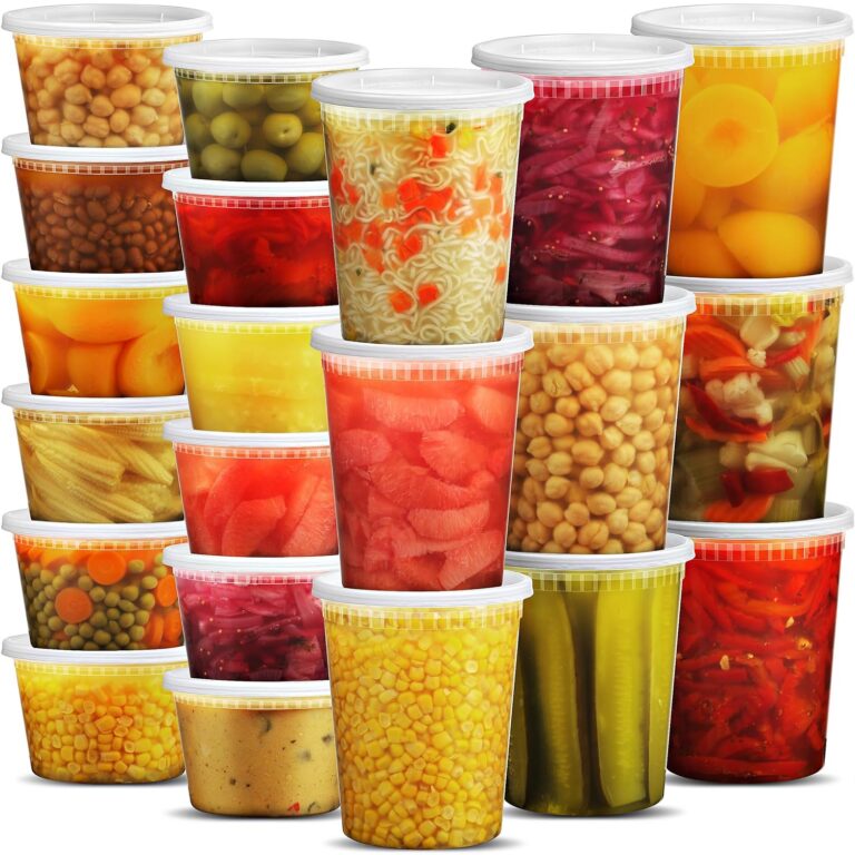 Deli Food Containers with Lids - (48 Sets) 24-32 Oz Quart Size & 24-16 Oz Pint Size Airtight Food Storage Takeout Meal Prep Containers with 54 Lids, BPA-Free, Dishwasher,...