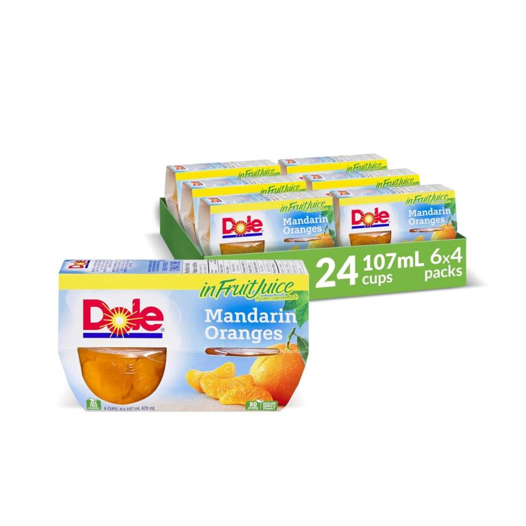 Dole Fruit Bowls Mandarin Oranges in Fruit Juice, Healthy School Snacks, 107ml, 24 Cups