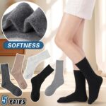 EBMORE Merino Wool Hiking Socks for Women Thermal Winter Warm Thick Boot Cozy Crew Comfy Work Socks 5 Pairs