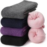 EBMORE Merino Wool Hiking Socks for Women Thermal Winter Warm Thick Boot Cozy Crew Comfy Work Socks 5 Pairs