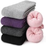 EBMORE Merino Wool Hiking Socks for Women Thermal Winter Warm Thick Boot Cozy Crew Comfy Work Socks 5 Pairs
