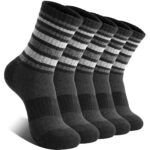 EBMORE Womens Merino Wool Hiking Socks Thermal Winter Warm Crew Cushion Compression Work Moisture Wicking Socks 5 Pairs