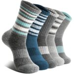 EBMORE Womens Merino Wool Hiking Socks Thermal Winter Warm Crew Cushion Compression Work Moisture Wicking Socks 5 Pairs