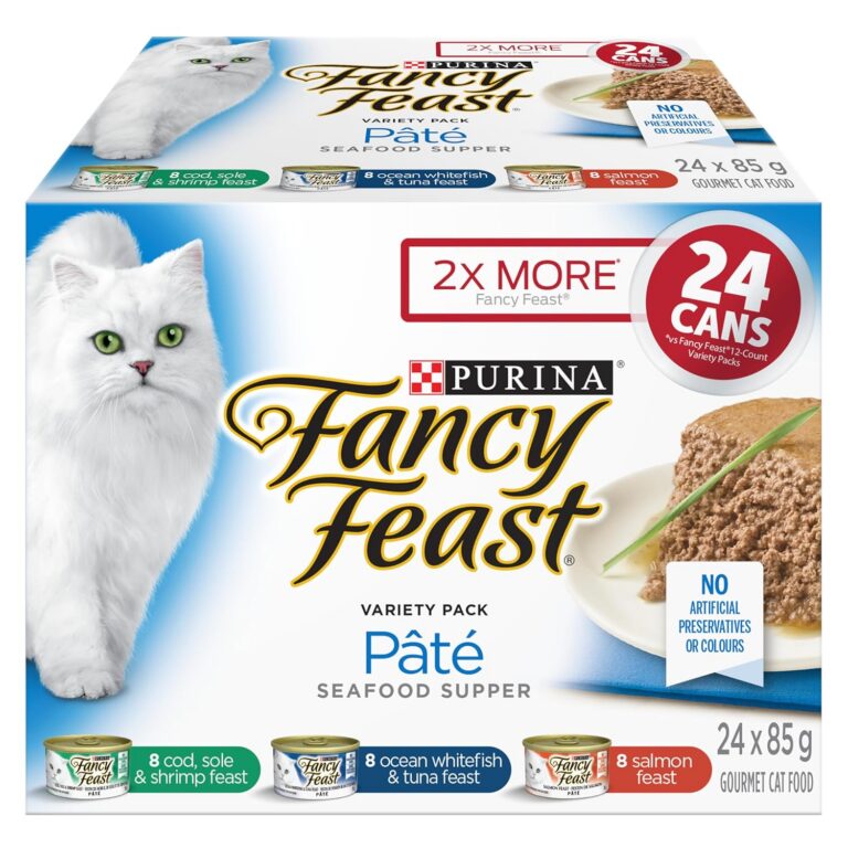 Fancy Feast Seafood Supper Wet Cat Food, Pate Variety Pack 3 Flavours - 85 g Can (24 Pack)