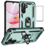 for Samsung Galaxy A06 Case with Screen Protector,Ring Kickstand Military Protective Shockproof Defender Armor Dual Layer Protection Back Cover Phone Case for Samsung A06 (Green)