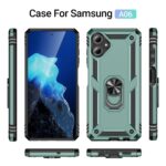 for Samsung Galaxy A06 Case with Screen Protector,Ring Kickstand Military Protective Shockproof Defender Armor Dual Layer Protection Back Cover Phone Case for Samsung A06 (Green)