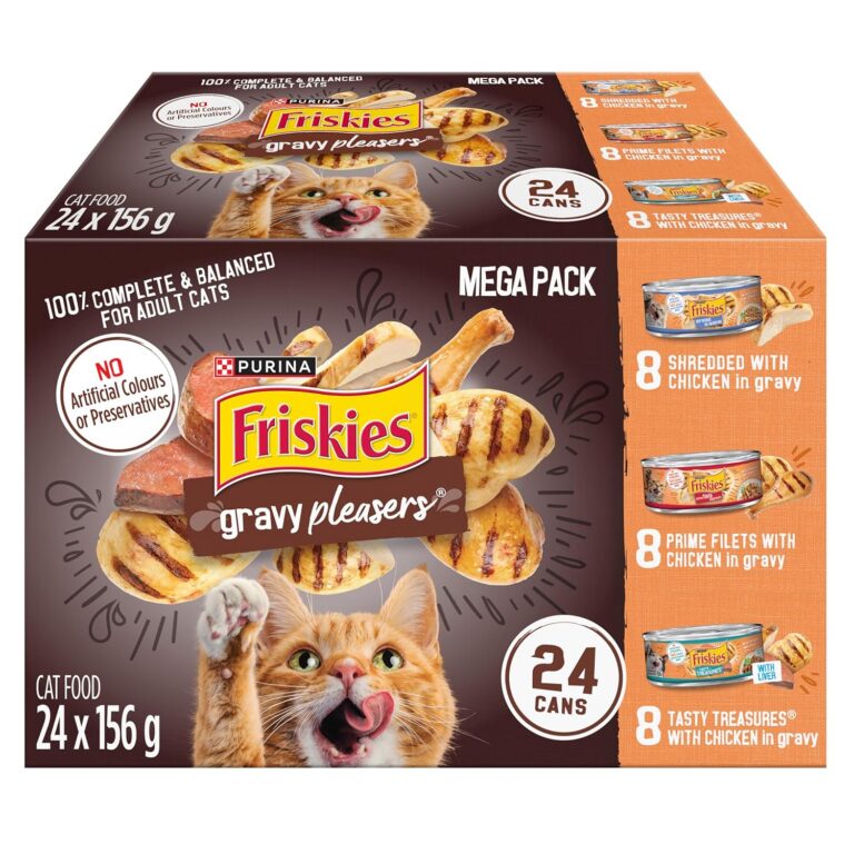 Friskies Gravy Pleasers Wet Cat Food, Chicken Variety Pack 3 Flavours - 156 g Can (24 Pack)