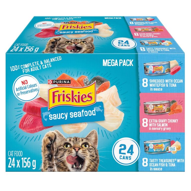 Friskies Saucy Seafood Wet Cat Food, Variety Pack 3 Flavours - 156 g Can (24 Pack)