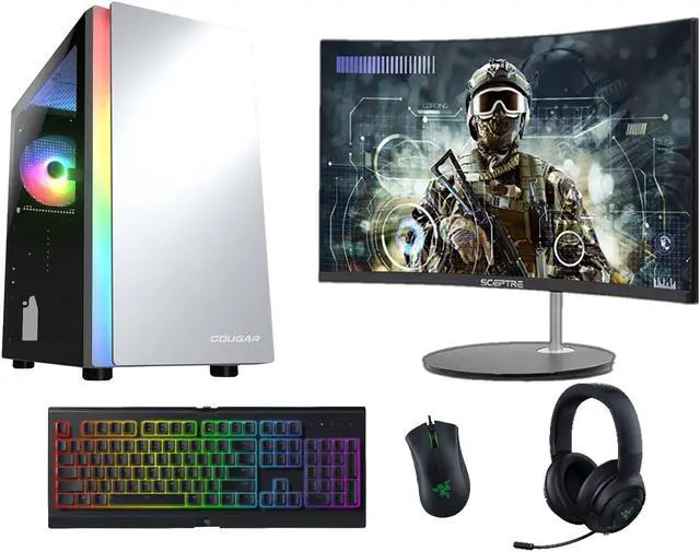 Gaming Computer Bundle | RTX 3060 12GB | i5 | Windows 11 Pro | 16GB RAM | 512GB SSD | Curved Monitor & Razer Keyboard, Mouse, and Headset