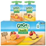 GoGo squeeZ Fruit Sauce Snack Pouches Variety Pack - Apple Apple, Apple Banana. 100% Real Fruit Puree, No Sugar Added, No Preservatives, 12 x 90g Squeezable Fruit Snacks