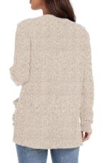 GRECERELLE Cardigan for Women Lightweight Open Front Long Sleeve Ribbed Knit Ladies Casual Sweater Outerwear with Pockets