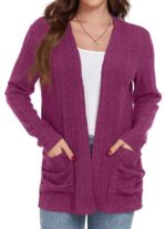 GRECERELLE Cardigan for Women Lightweight Open Front Long Sleeve Ribbed Knit Ladies Casual Sweater Outerwear with Pockets