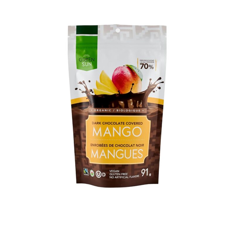 Green Sun Foods - Dark Chocolate Covered Mango Superfood Snack - Organic, Vegan, Lactose-Free, Gluten Free, Healthy Snack, Real Fruit, No Preservatives, No Artificial Flavour -...