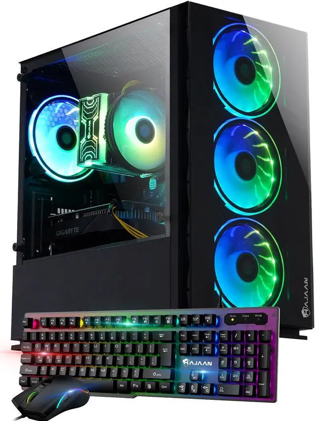 HAJAAN BREEZE Gaming Desktop Tower PC - Intel Core i3-10100F Processor 3.6GHz, 16GB DDR4 RAM, 2TB SSD, Nvidia GeForce GTX 1660 6GB, WIFI Windows 11