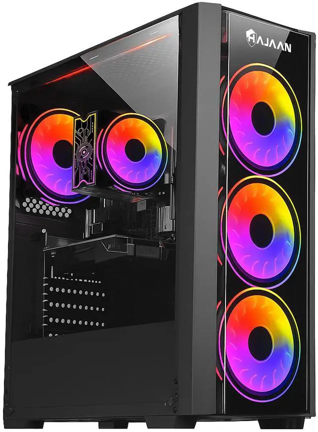 HAJAAN BREEZE Gaming PC Desktop Tower AMD Ryzen 5 5600X Processor 3.7 GHz, NVIDIA RTX 5060 8GB GDDR7, 32GB DDR4 RAM, 1TB NVME SSD, 650W PSU, Wi-Fi,