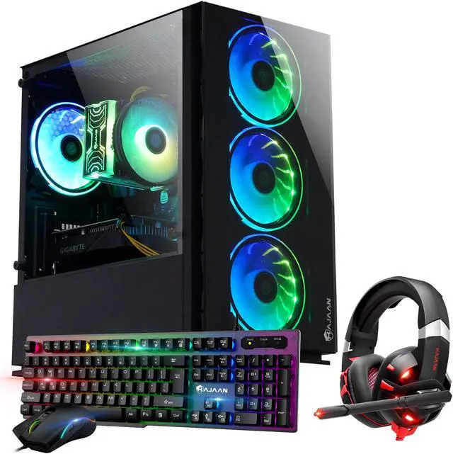 HAJAAN Gaming PC Desktop Tower - Intel Octa Core i7-9700 upto 4.7GHz - 16GB DDR4 RAM 512GB SSD - GeForce GTX 1630 4GB GDDR6 - RGB Keyboard Mouse