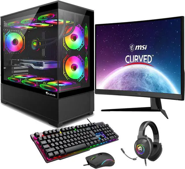 HAJAAN Gaming PC with MSI 27" Curved Gaming Monitor (GeForce RTX 4070 12GB GDDR6, Intel Core i7-12700K upto 5.0GHz, 32GB DDR4 RAM, 1TB NVMe SSD, Wifi