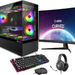 HAJAAN SuperX Gaming PC Tower Desktop - MSI 27" Curved Gaming Monitor Combo - GeForce RTX 4060 8GB - Intel Core i7-12700K - 32GB DDR4 RAM - 1TB NVMe -