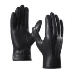Harssidanzar Mens Luxury Italian Sheepskin Leather Gloves Wool Lined