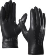 Harssidanzar Mens Luxury Italian Sheepskin Leather Gloves Wool Lined