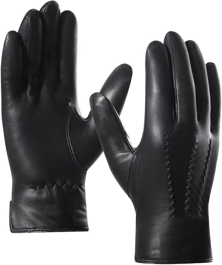 Harssidanzar Mens Luxury Italian Sheepskin Leather Gloves Wool Lined