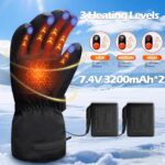 Heated Gloves for Men Women: Electric Rechargeable Heated Warm Gloves, Ski Mitten Waterproof Touchscreen Snow Mitts for Winter Skate Skiing Camping Hunting Hiking Arthritis Hands
