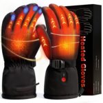 Heated Gloves for Men Women: Electric Rechargeable Heated Warm Gloves, Ski Mitten Waterproof Touchscreen Snow Mitts for Winter Skate Skiing Camping Hunting Hiking Arthritis Hands
