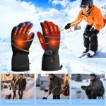 Heated Gloves for Men Women: Electric Rechargeable Heated Warm Gloves, Ski Mitten Waterproof Touchscreen Snow Mitts for Winter Skate Skiing Camping Hunting Hiking Arthritis Hands
