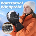 Heated Gloves for Men Women: Electric Rechargeable Heated Warm Gloves, Ski Mitten Waterproof Touchscreen Snow Mitts for Winter Skate Skiing Camping Hunting Hiking Arthritis Hands