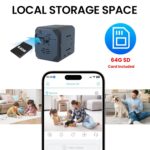 Hidden Spy Camera, 2K WiFi Mini Camera with 64G SD Card, 100 Days Standby Battery Life, Cloud & SD Storage, Clear Night Vision, AI Motion Detection, Real-Time Record Security...