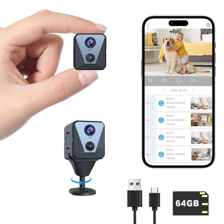 Hidden Spy Camera, 2K WiFi Mini Camera with 64G SD Card, 100 Days Standby Battery Life, Cloud & SD Storage, Clear Night Vision, AI Motion Detection, Real-Time Record Security...