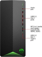 HP Gaming Desktop Pavilion TG01-1020 Intel Core i5-10400F 8GB DDR4 256GB PCIe SSD GeForce GTX 1650 Windows 11 Home 64-bit