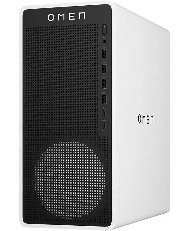 HP OMEN 16L TG03-0010 Gaming Desktop Computer, AMD Ryzen 5 8400F 4.2GHz, 8GB RAM, 512GB SSD, NVIDIA GeForce RTX 3050 8GB, Windows 11 Home, Snow White