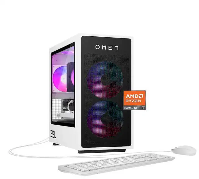HP OMEN - 35L Gaming Desktop - AMD Ryzen 7 8700F 2024 - 32GB DDR5 Memory - NVIDIA GeForce RTX 5070 - 1TB SSD - Panda Metal