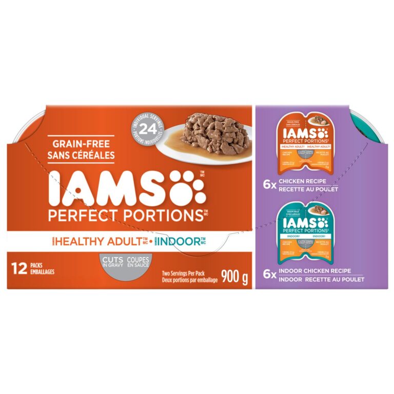 IAMS Perfect Portions Healthy Adult Wet Cat Food Cuts in Gravy - Chicken and Indoor Chicken 12CT Multipack, 75g