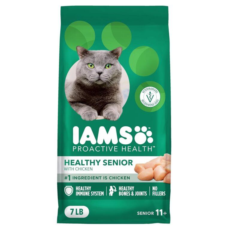 IAMS Proactive Health Healthy Senior Dry Cat Food – with Chicken – 3.18KG (7LB) Bag