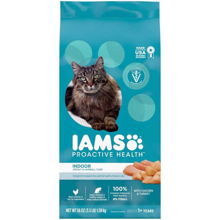 IAMS Proactive Health Indoor Weight & Hairball Care Adult Dry Cat Food – Chicken & Turkey - 1.59KG (3.5LB) Bag