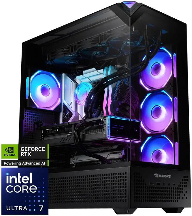iBUYPOWER Element 9 Pro Black Gaming PC Desktop - Intel Core Ultra 7 265KF - NVIDIA GeForce RTX 5070Ti 16GB - 32GB DDR5 RGB - 2TB NVMe SSD -